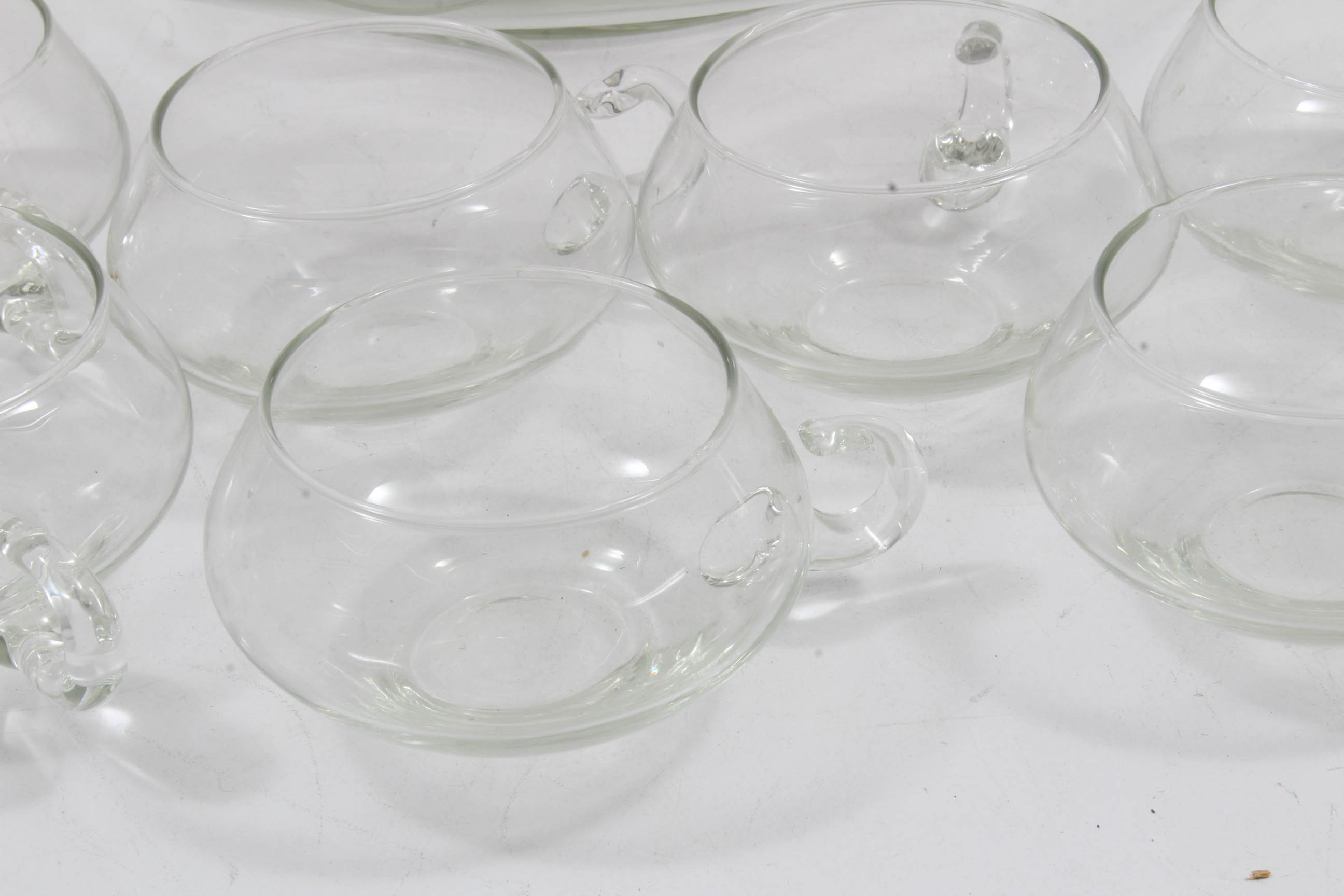 Mid Century Glass Punch Bowl with Cups