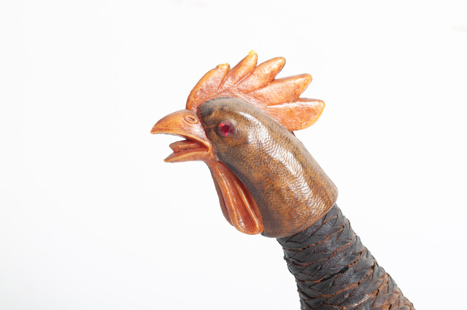 Vintage Italian Leather Covered Rooster Wine Bottle