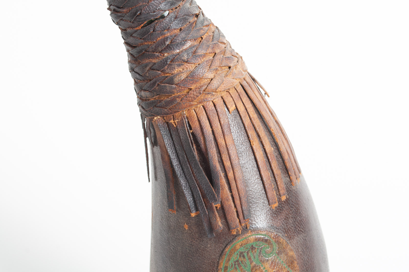 Vintage Italian Leather Covered Rooster Wine Bottle