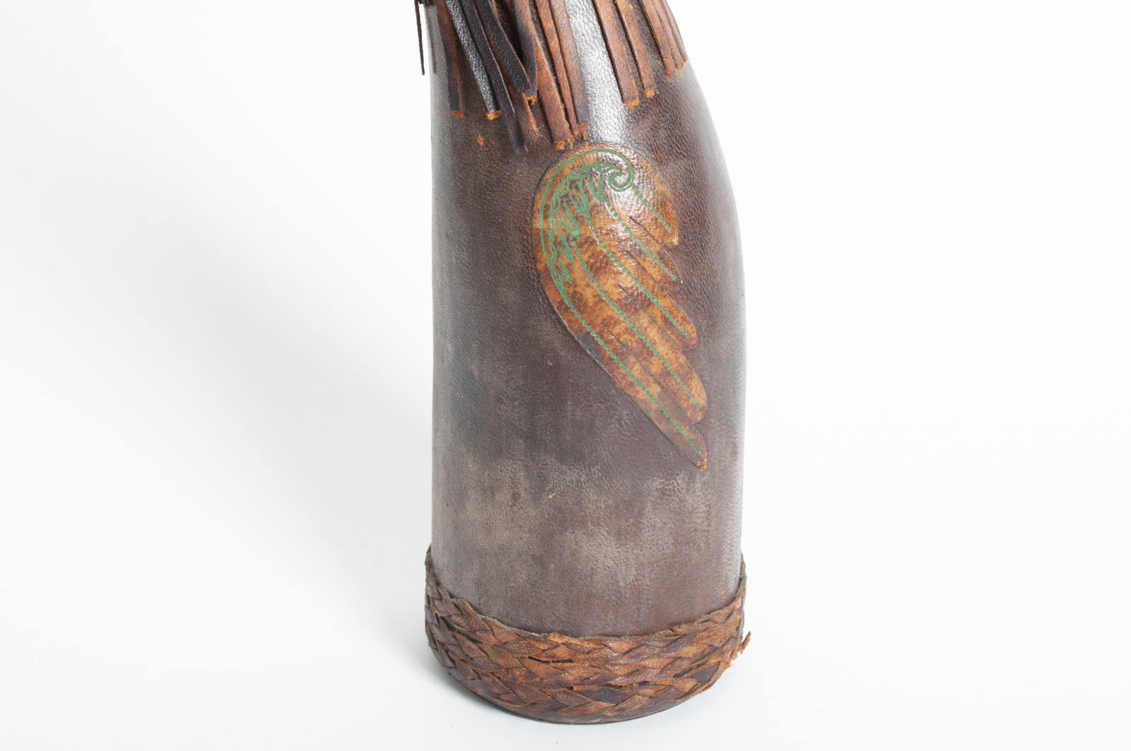 Vintage Italian Leather Covered Rooster Wine Bottle