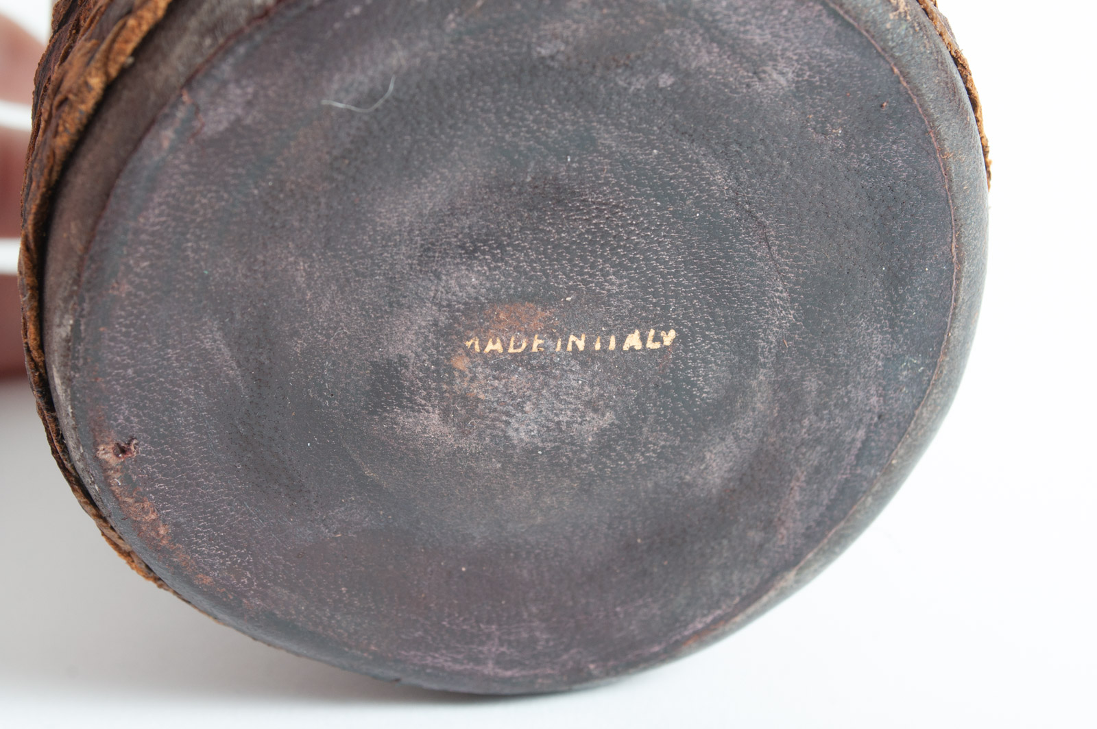 Vintage Italian Leather Covered Rooster Wine Bottle