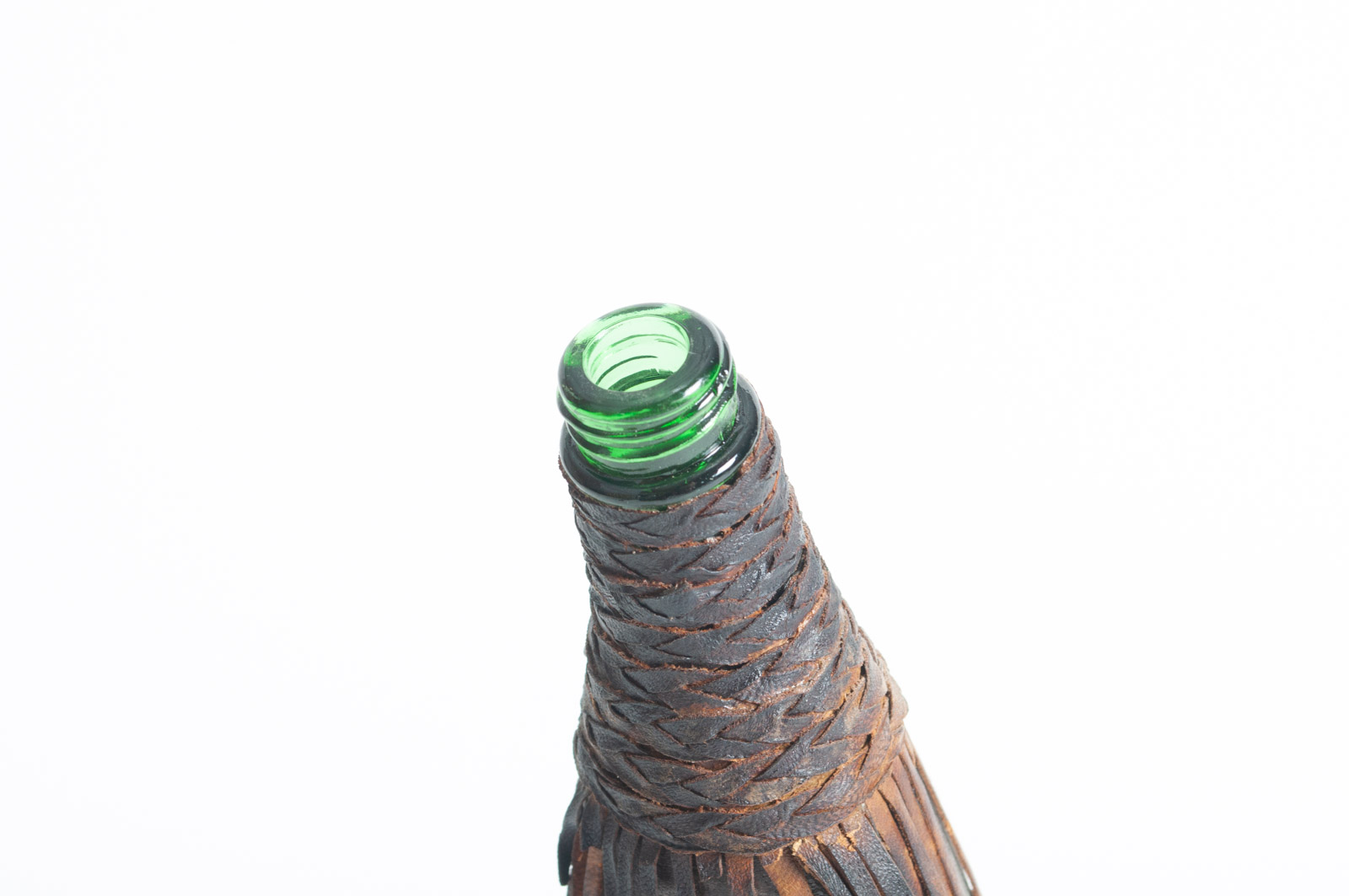 Vintage Italian Leather Covered Rooster Wine Bottle