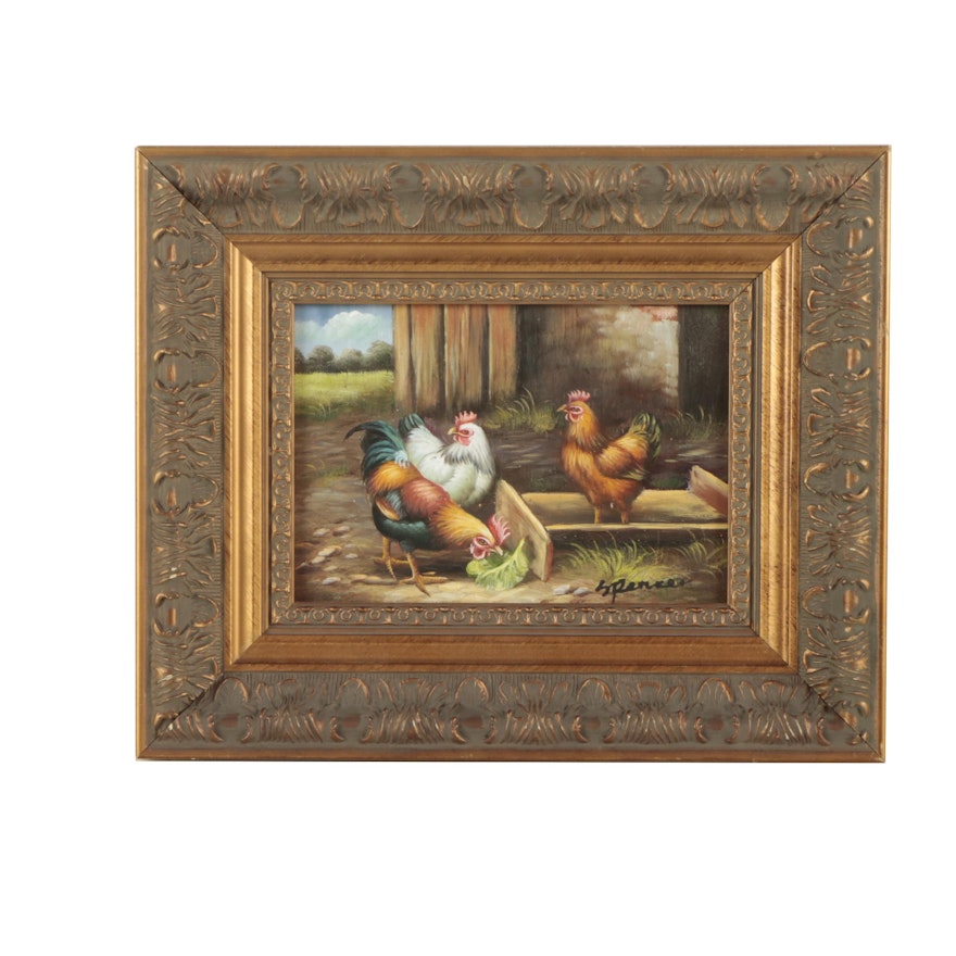 Spencer Oil Painting of Chickens