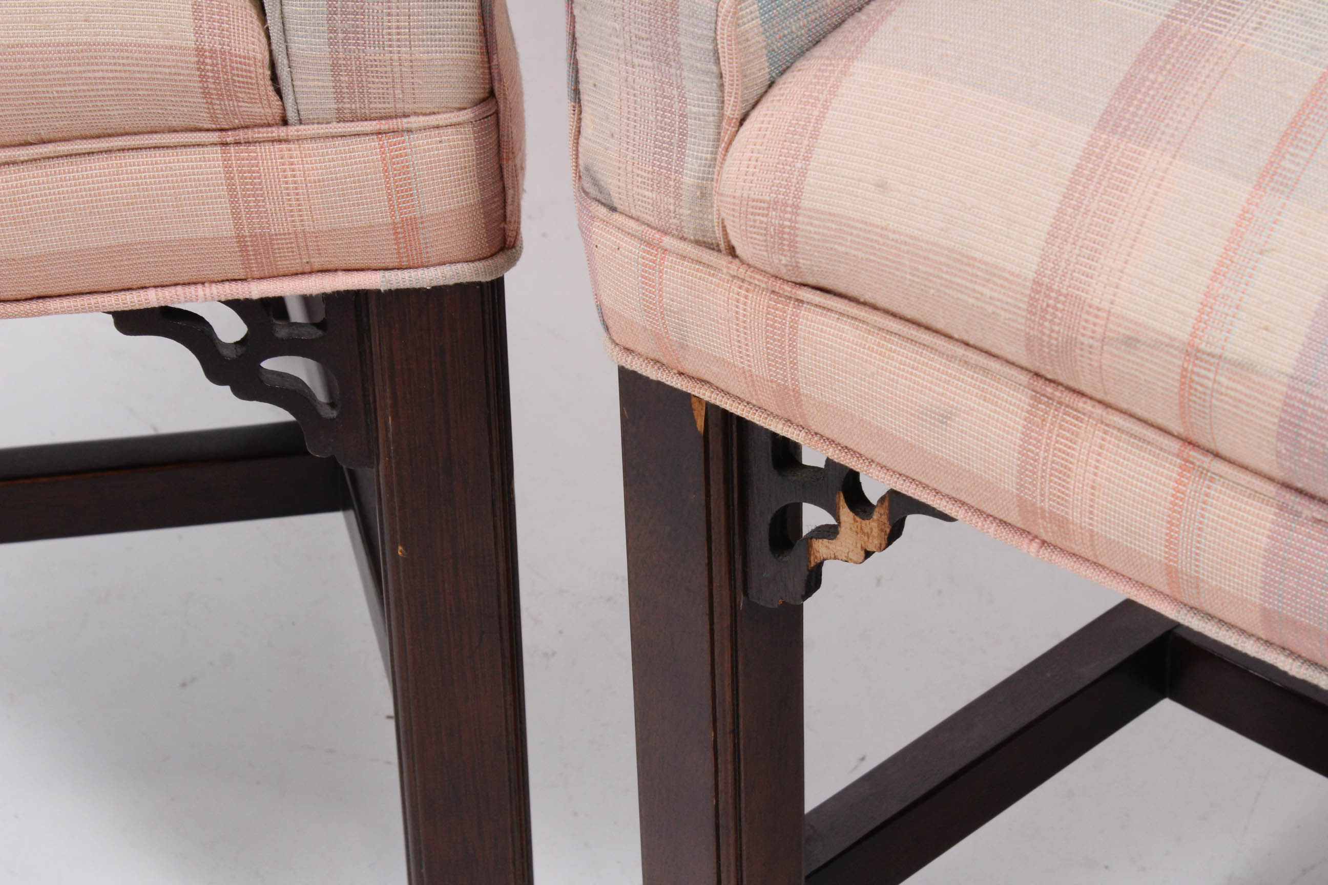 Upholstered Tall Back Arm Chairs