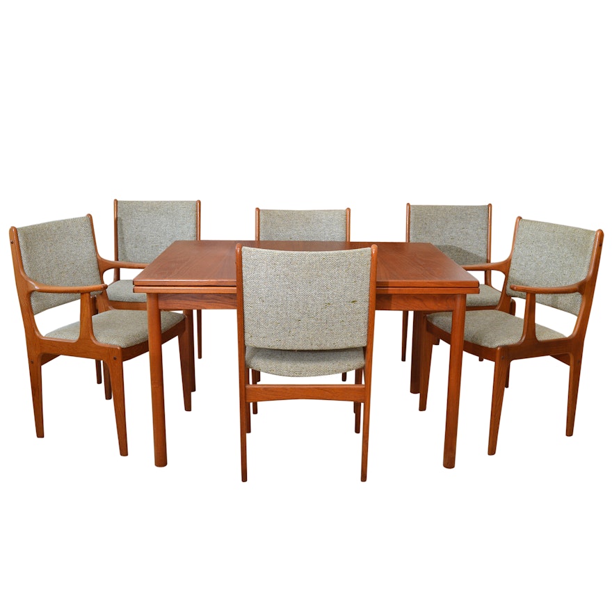 Danish Modern Teak Dining Table and Six Chairs