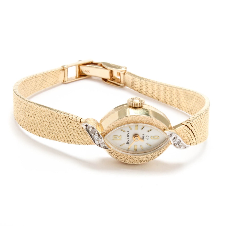 Bulova Dior 14K Yellow Gold Diamond Wristwatch