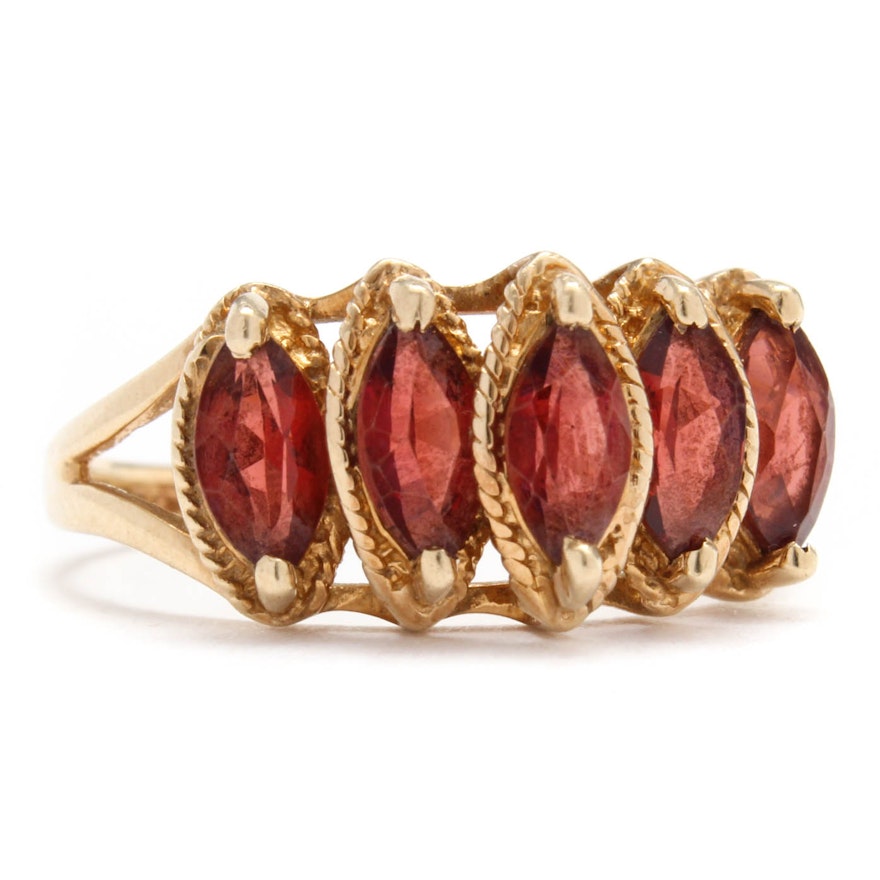 10K Yellow Gold Garnet Ring