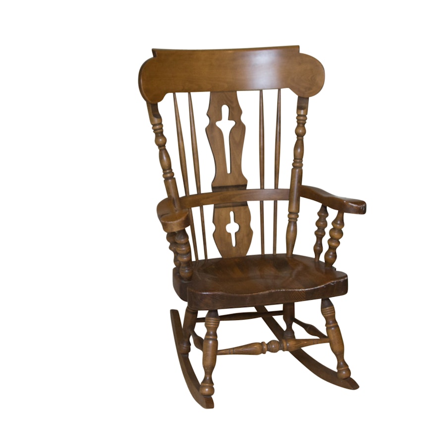 Wooden Fiddle Back Rocking Chair