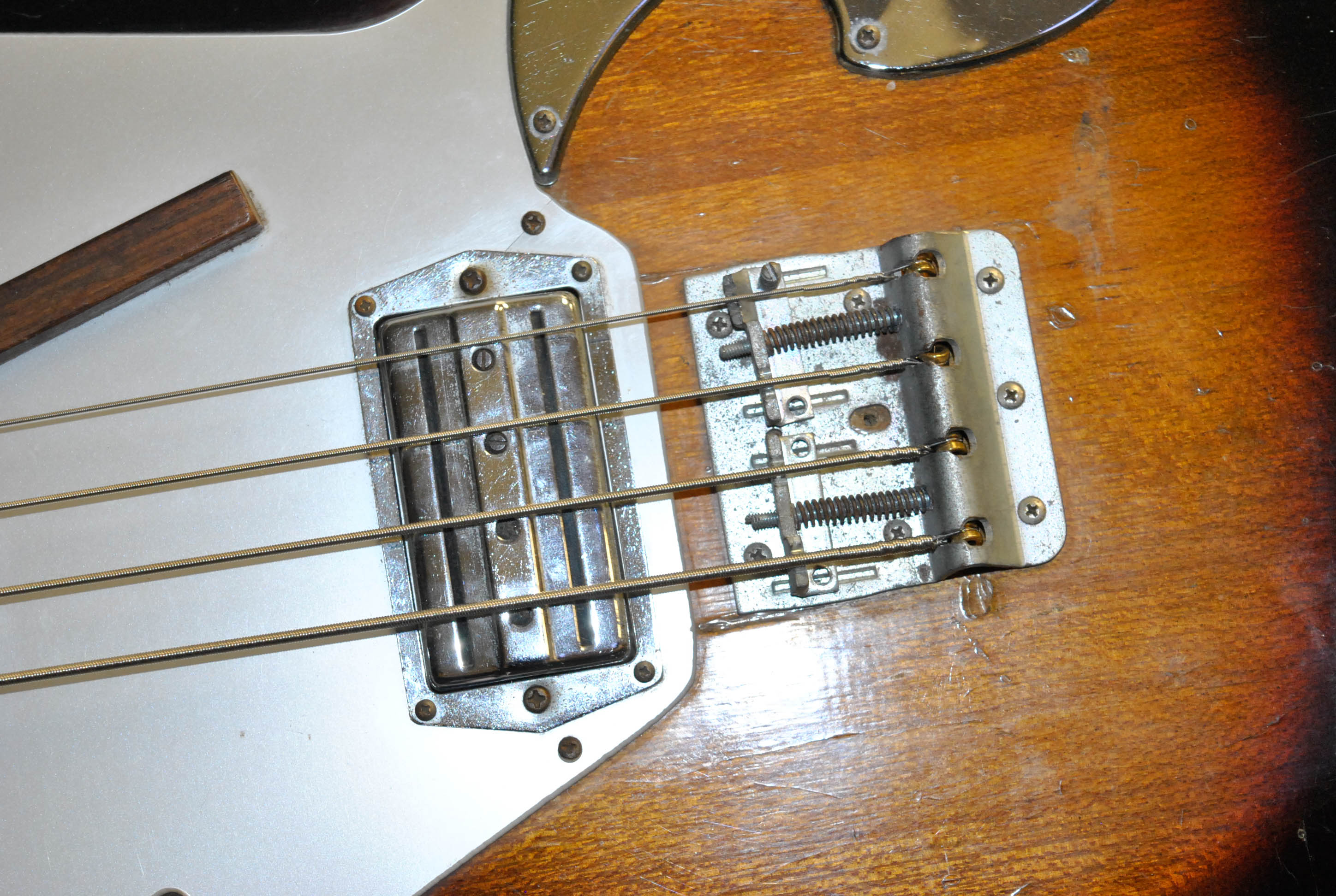 C. 1960s Teisco Electric Bass Guitar and Road Runner Gig Bag