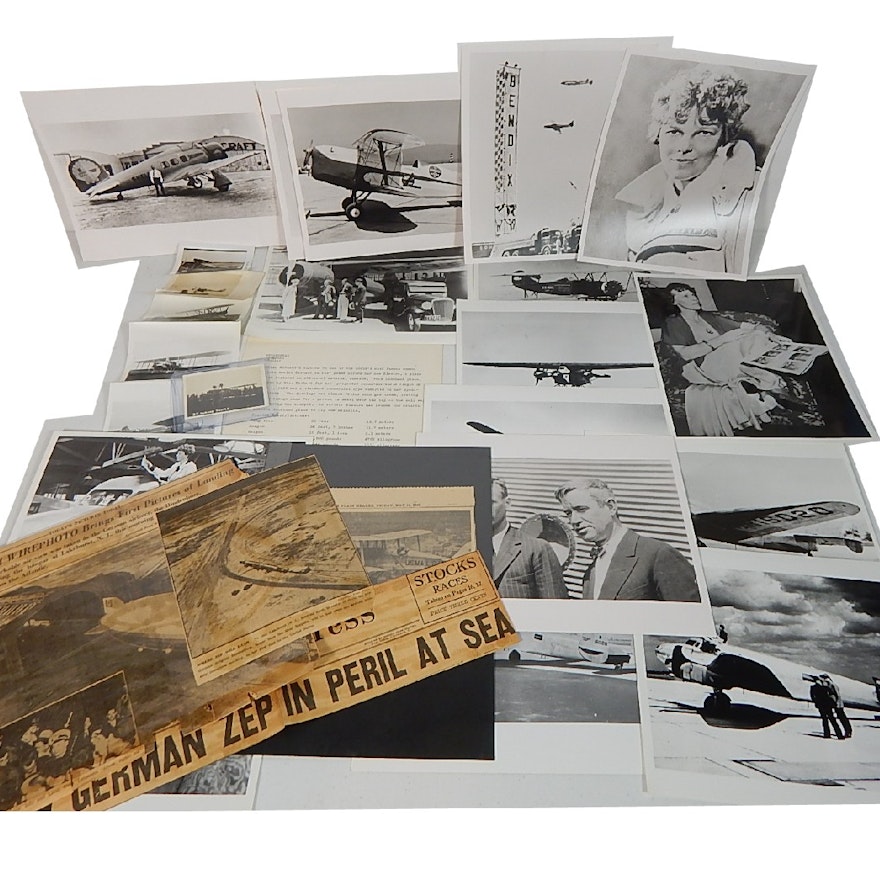 Aeronautic Collectible Photographs and Ephemera wit Earhart, Lindbergh, Zeppelin