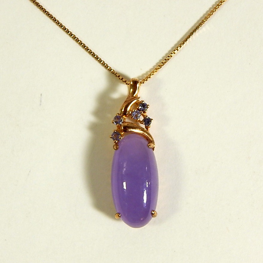 Sterling Silver Necklace and Purple Glass Pendant