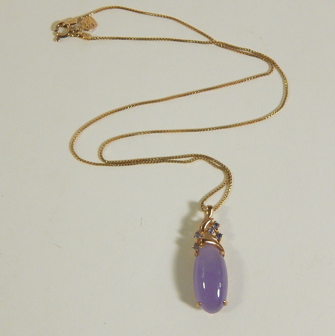 Sterling Silver Necklace and Purple Glass Pendant