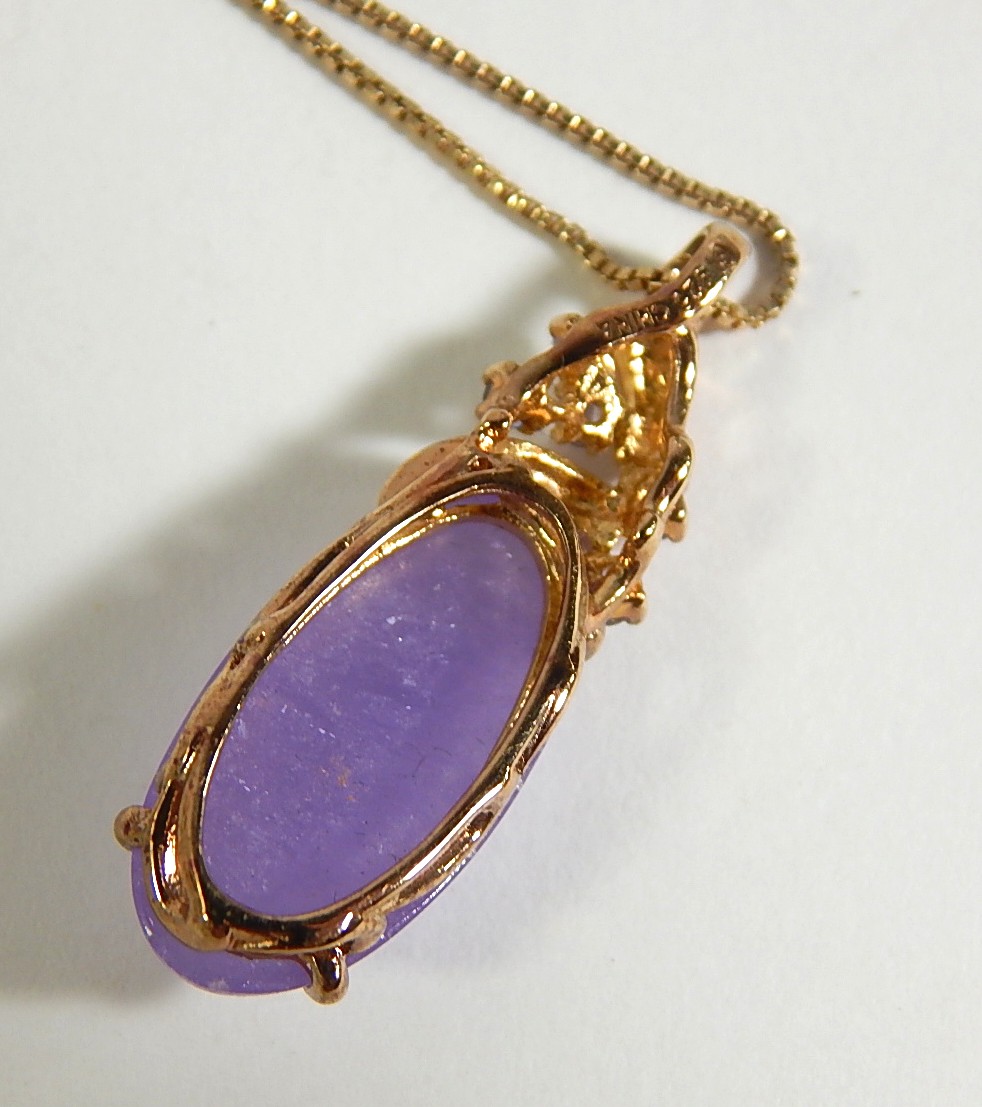 Sterling Silver Necklace and Purple Glass Pendant