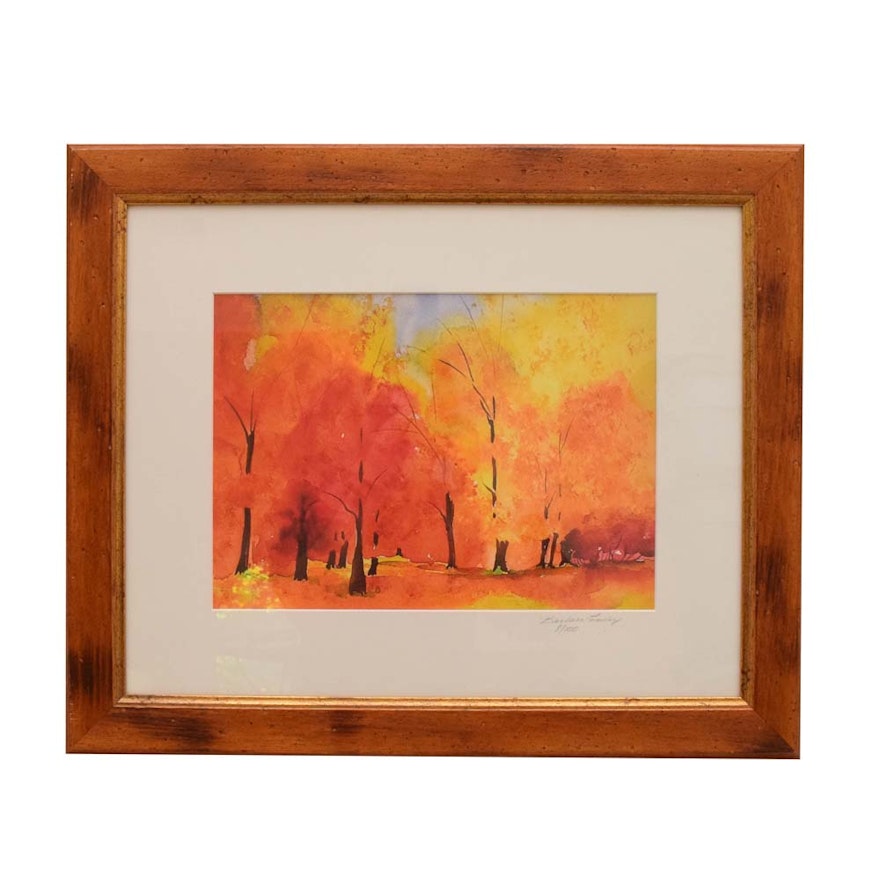 Barbara Easley Ltd. Edition Lithograph on Paper of a Fall Landscape