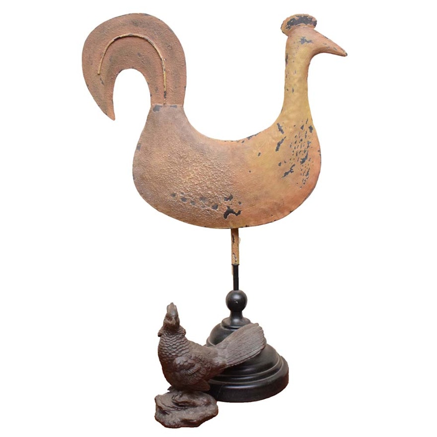 Folk Art Chicken Sculpture and Figurine