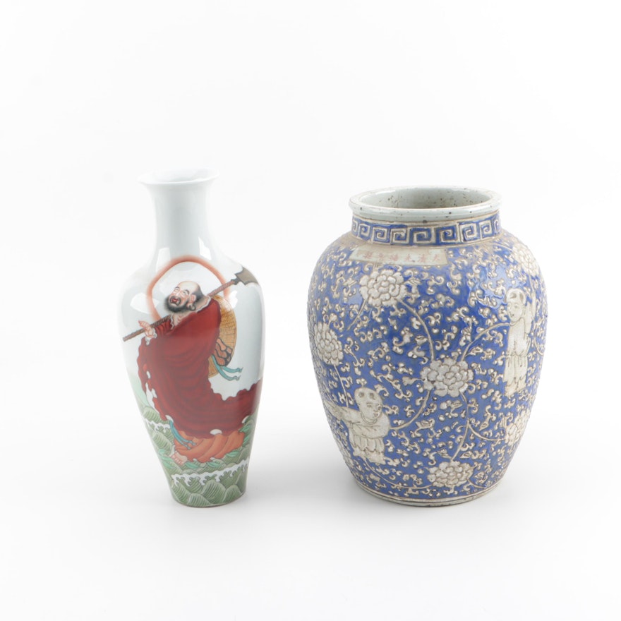 Chinese Figurative Porcelain and Stoneware Vases