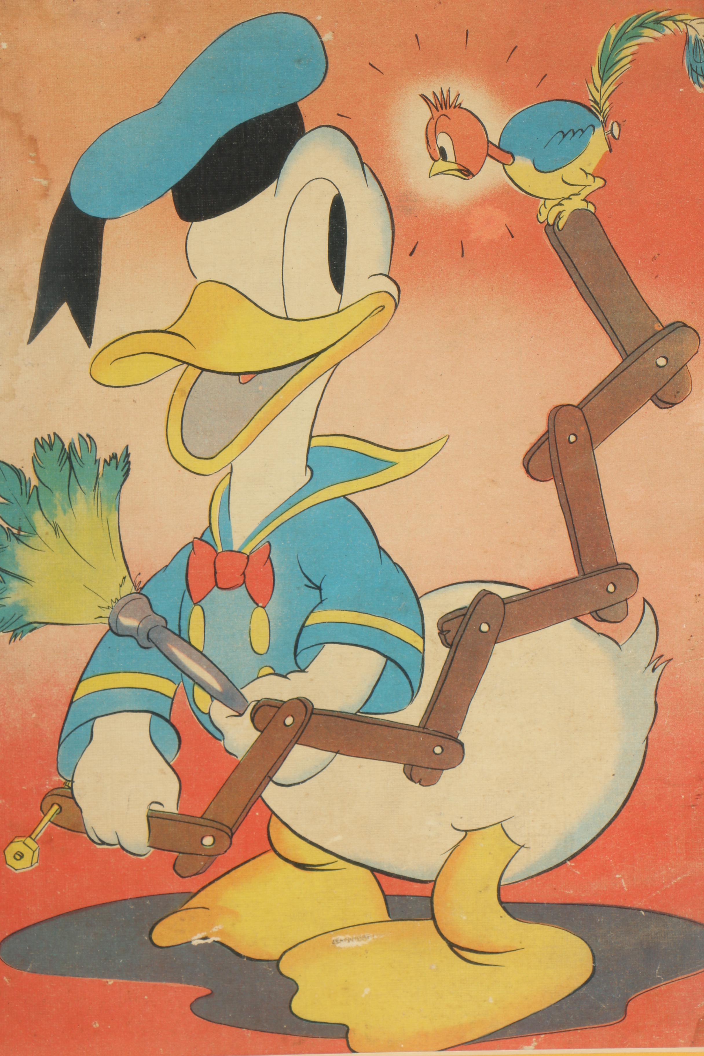 1930s Offset Lithograph of Donald Duck from "Walt Disney's Clock Cleaners"