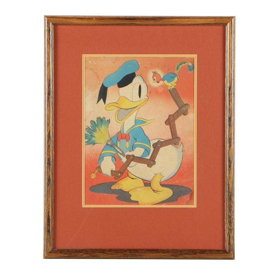 1930s Offset Lithograph of Donald Duck from "Walt Disney's Clock Cleaners"