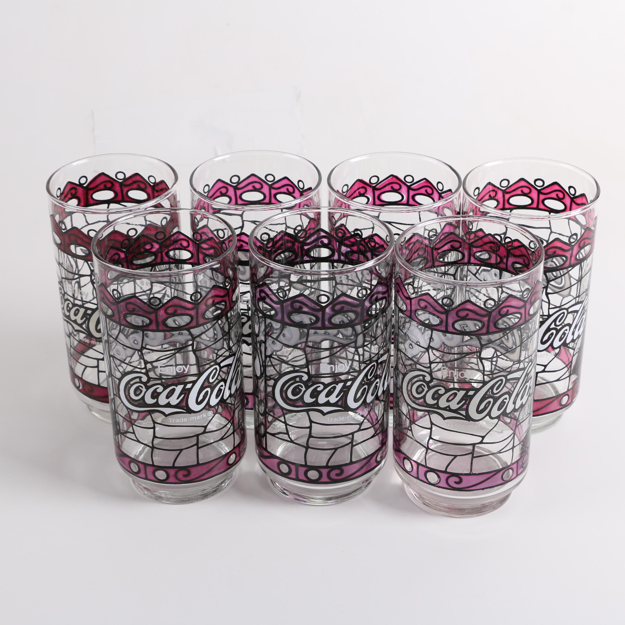 1970's Coca-Cola Stained Glass Style Glasses