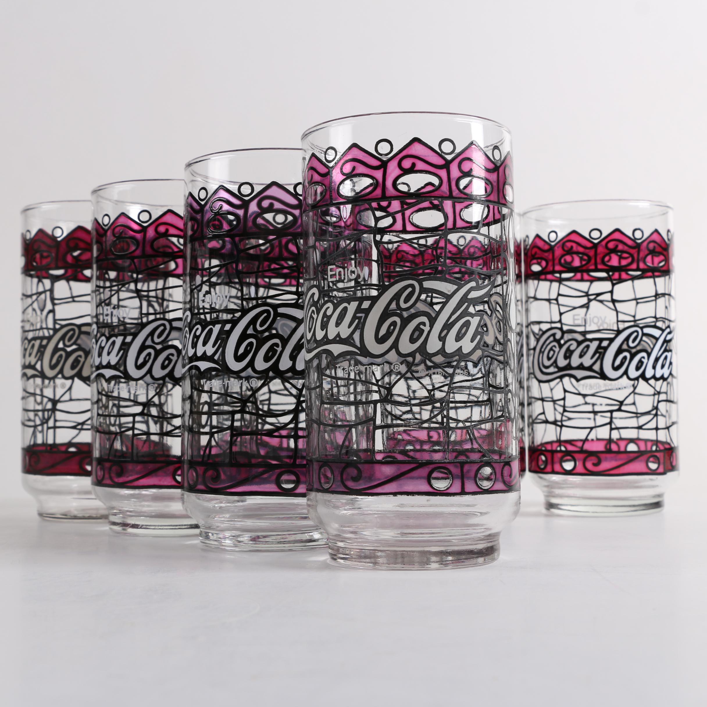1970's Coca-Cola Stained Glass Style Glasses