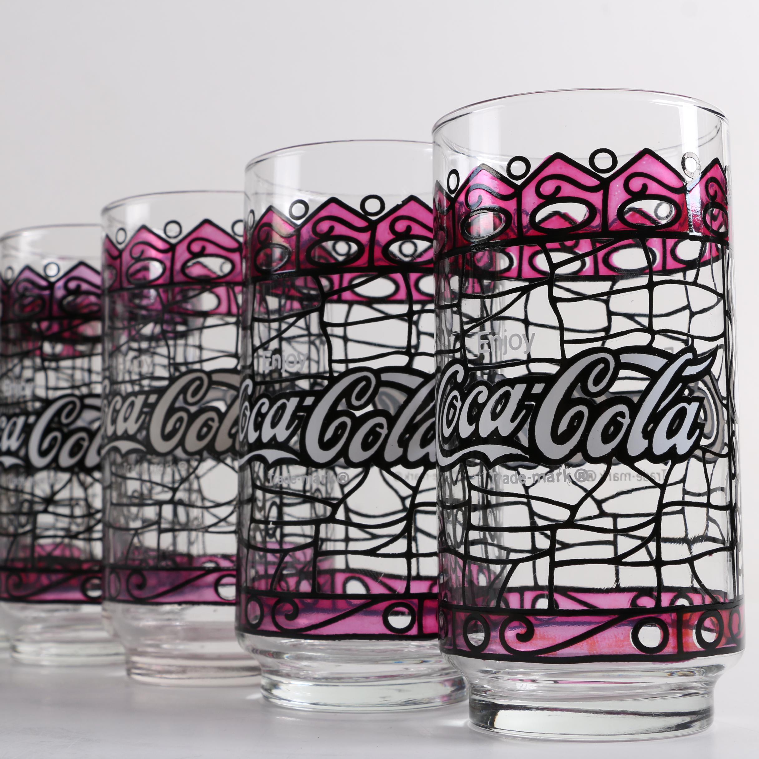 1970's Coca-Cola Stained Glass Style Glasses