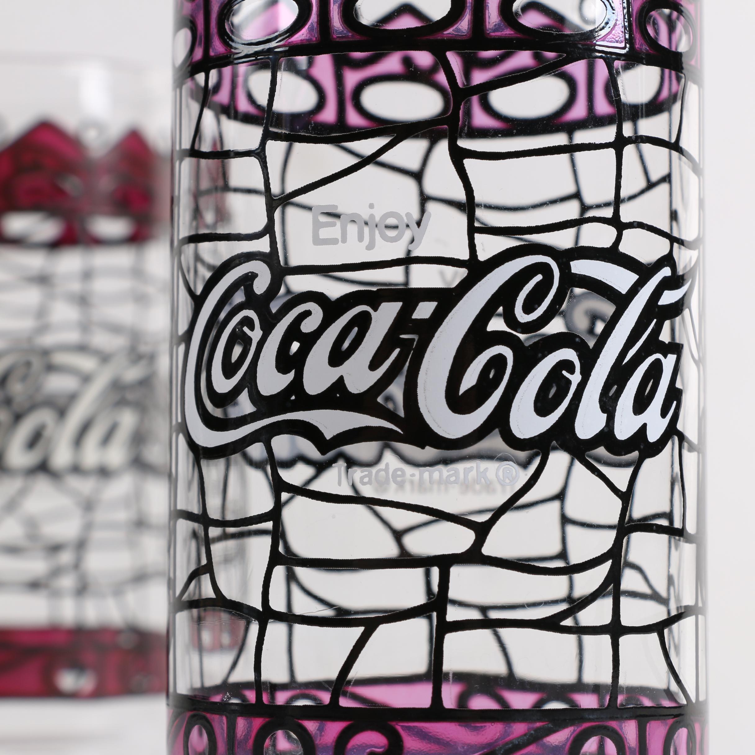 1970's Coca-Cola Stained Glass Style Glasses