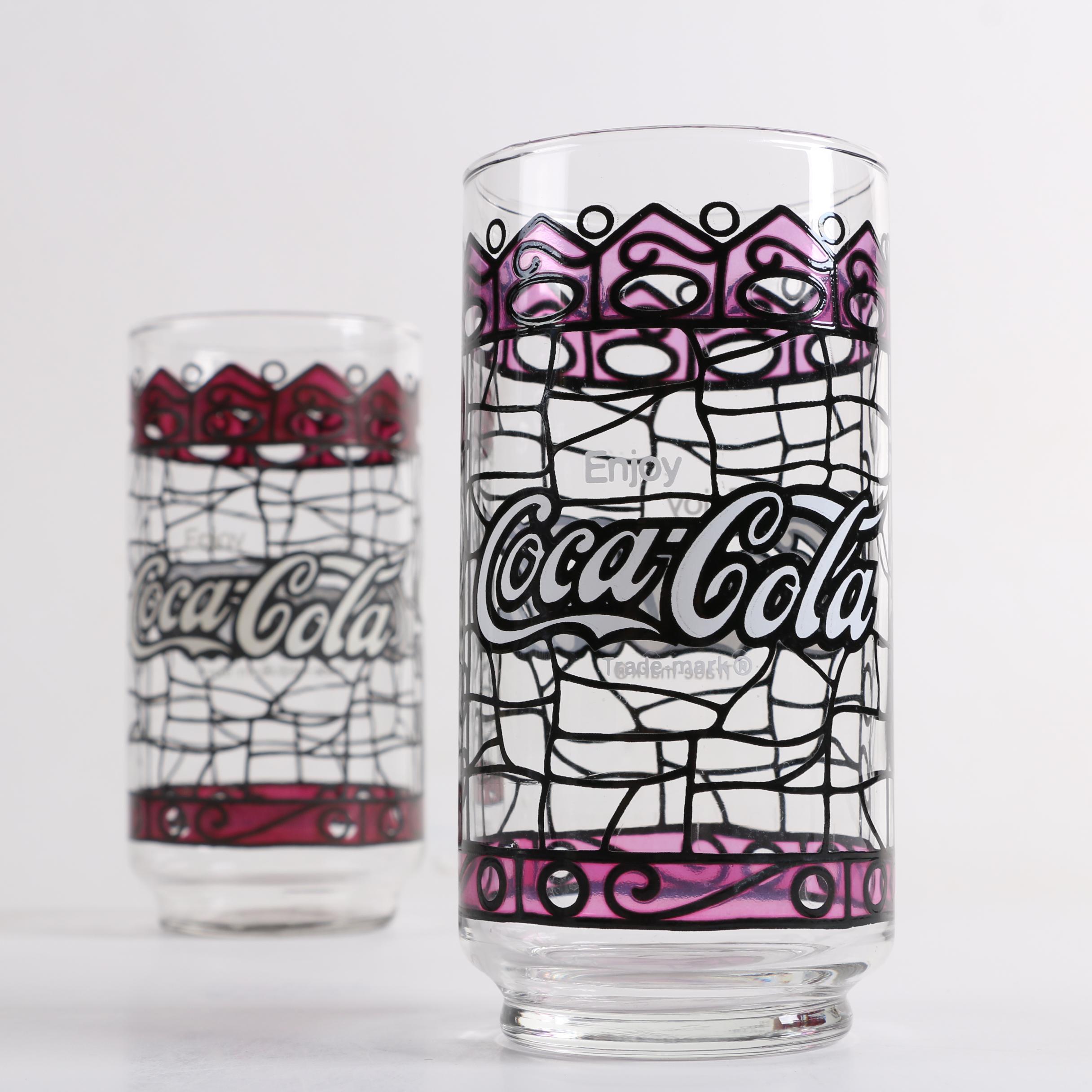 1970's Coca-Cola Stained Glass Style Glasses
