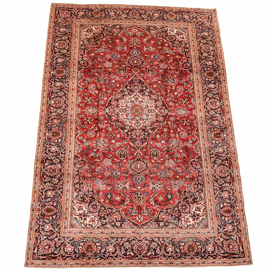 Hand-Knotted Persian Kashan Room-Size Rug