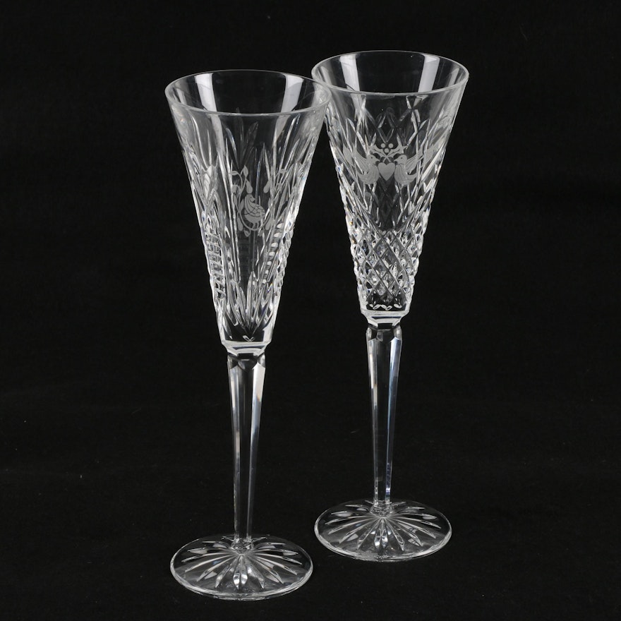 Waterford Crystal "Twelve Days of Christmas" Champagne Flutes
