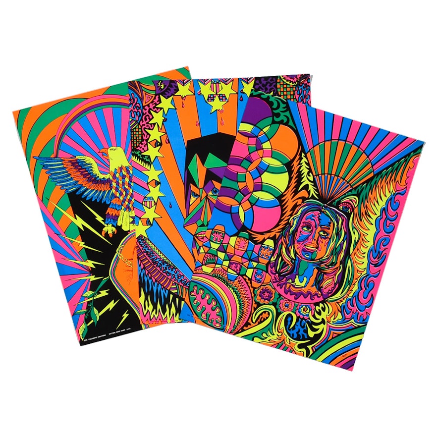 Three Vintage Psychedelic 1970s Era Serigraph Posters