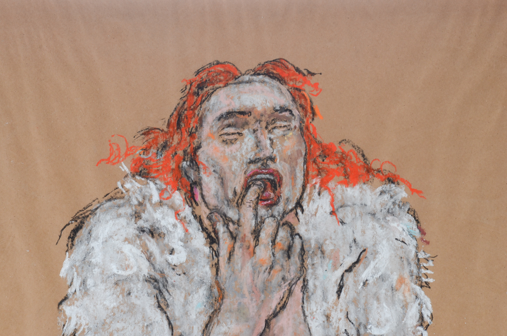 Michael Skop Original Pastel Drawing of Seated Woman