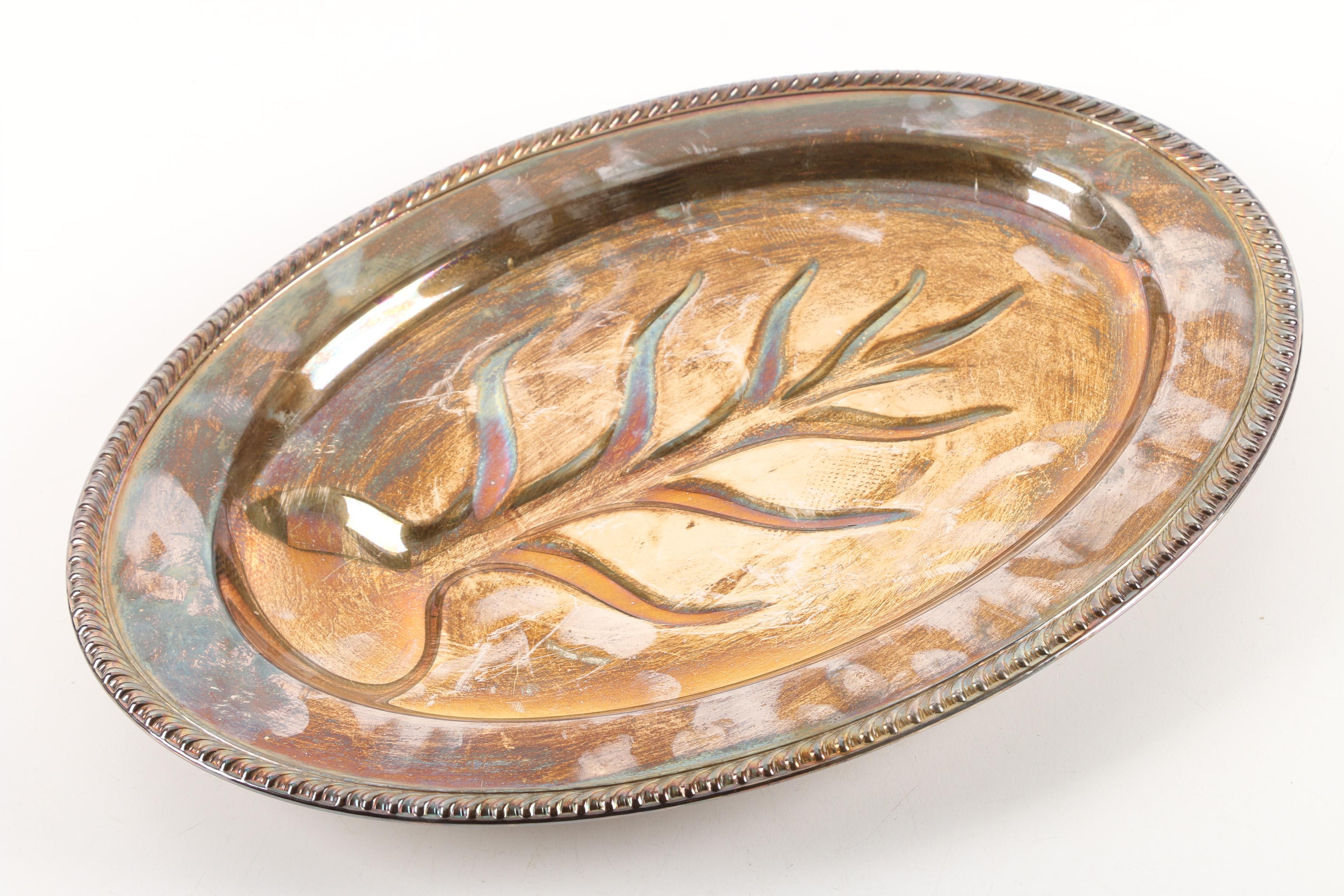 Bombay Gravy Boat, Leonard Bread Basket, and Other Silver Plate Serveware