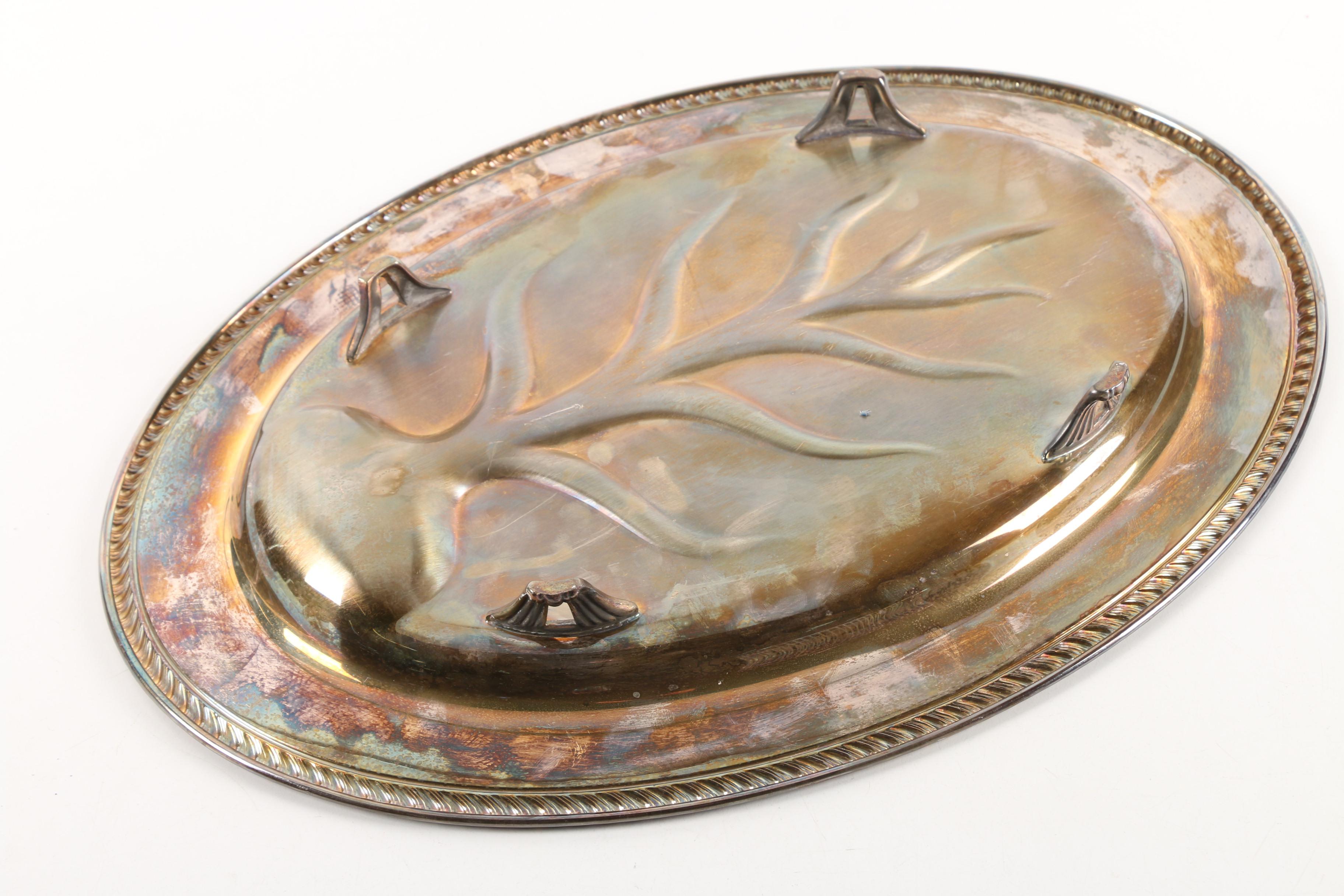 Bombay Gravy Boat, Leonard Bread Basket, and Other Silver Plate Serveware