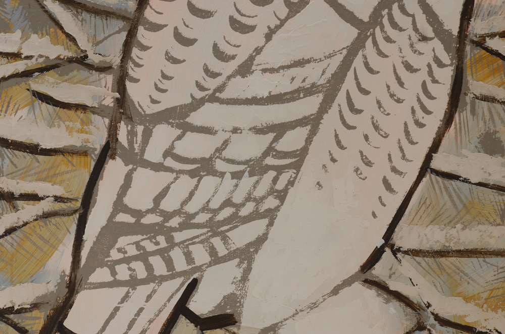 Lee Reynolds Large Oil on Canvas Painting of Owl