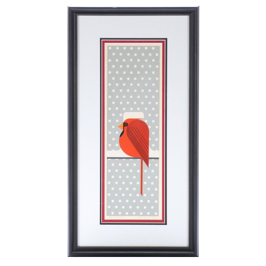 Charley Harper Limited Edition Serigraph "Cool Cardinal"