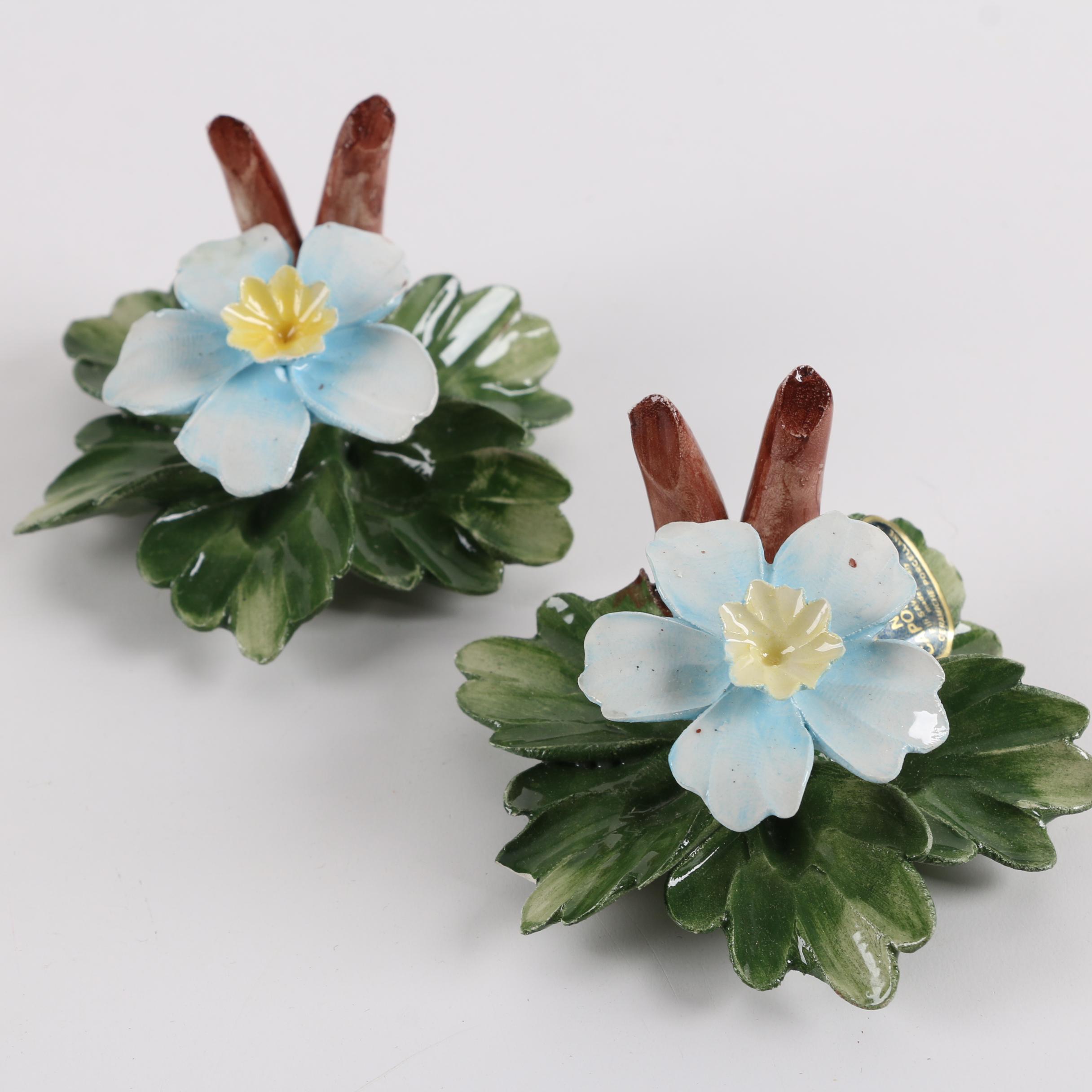 Vintage Nuova Capodimonte Porcelain Flower Figurines