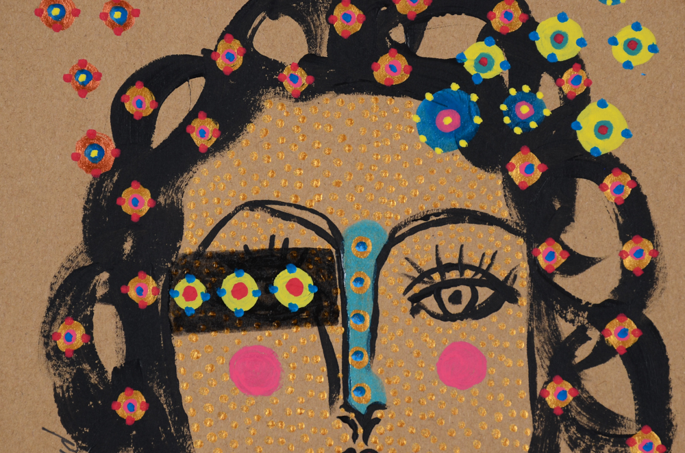 Francois Aguiard Original Acrylic Painting on Paper "Francoise Gilot Picasso"