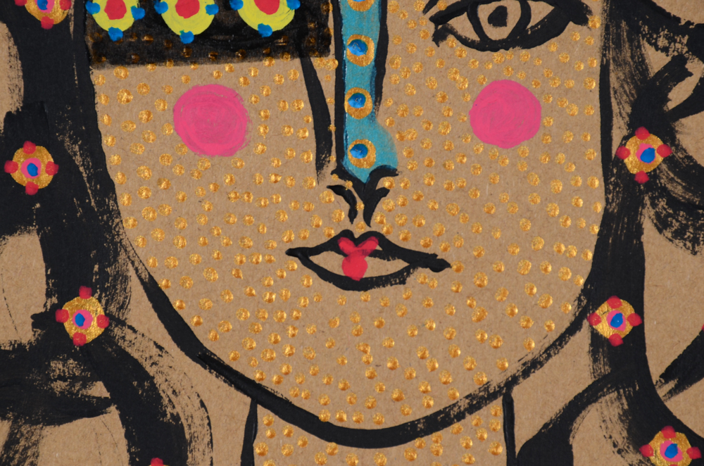 Francois Aguiard Original Acrylic Painting on Paper "Francoise Gilot Picasso"