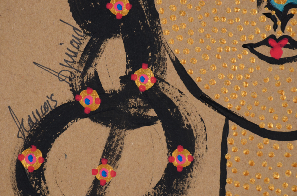 Francois Aguiard Original Acrylic Painting on Paper "Francoise Gilot Picasso"