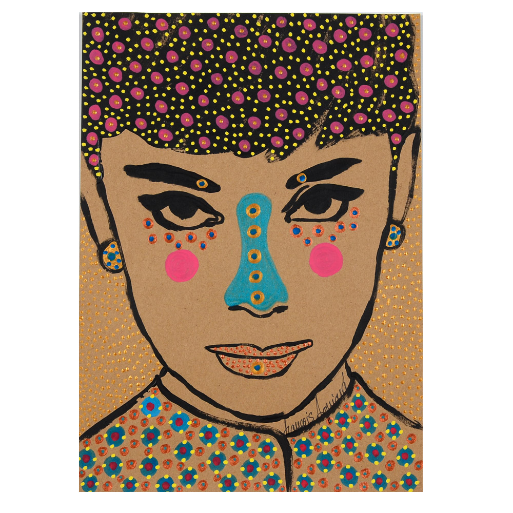 Francois Aguiard Original Acrylic Painting on Paper "Audrey Hepburn"