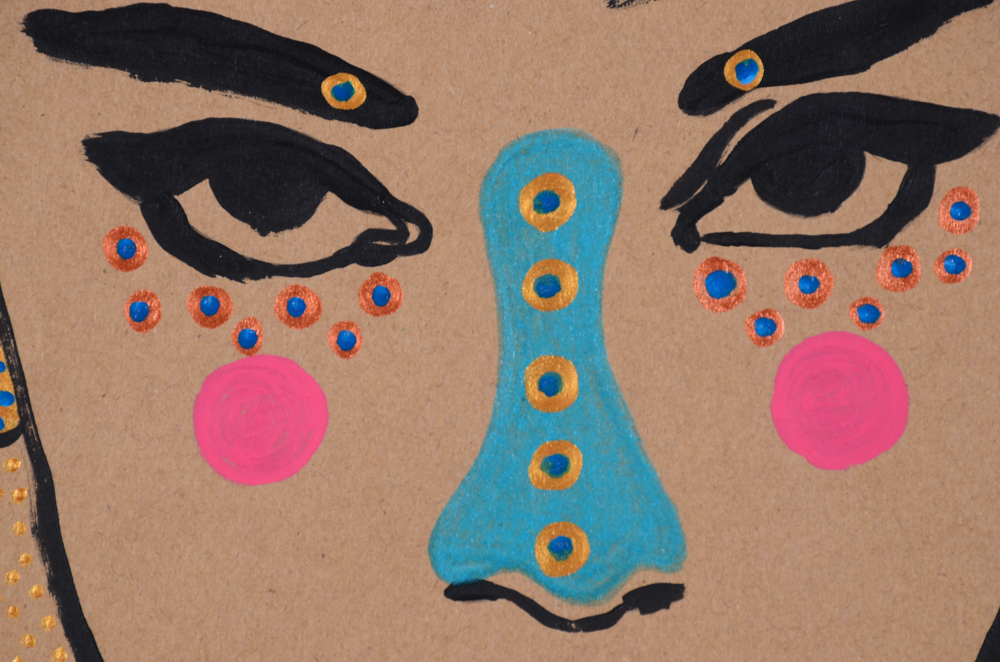 Francois Aguiard Original Acrylic Painting on Paper "Audrey Hepburn"