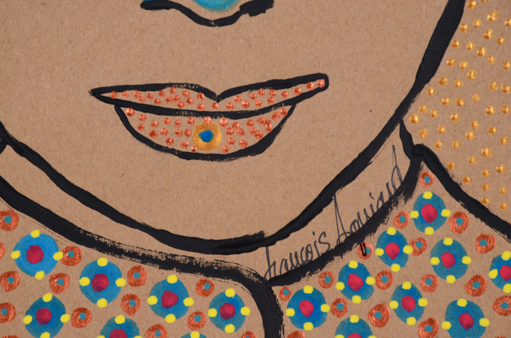 Francois Aguiard Original Acrylic Painting on Paper "Audrey Hepburn"