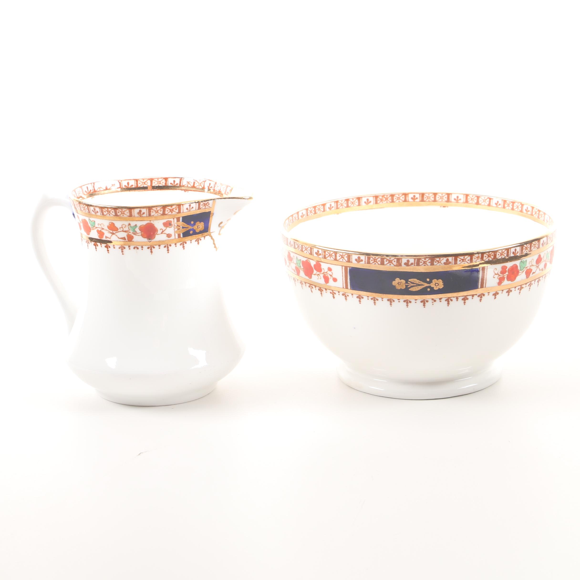 Vintage Royal Stafford Hand-Embellished Bone China Creamer and Sugar ca. 1929-40