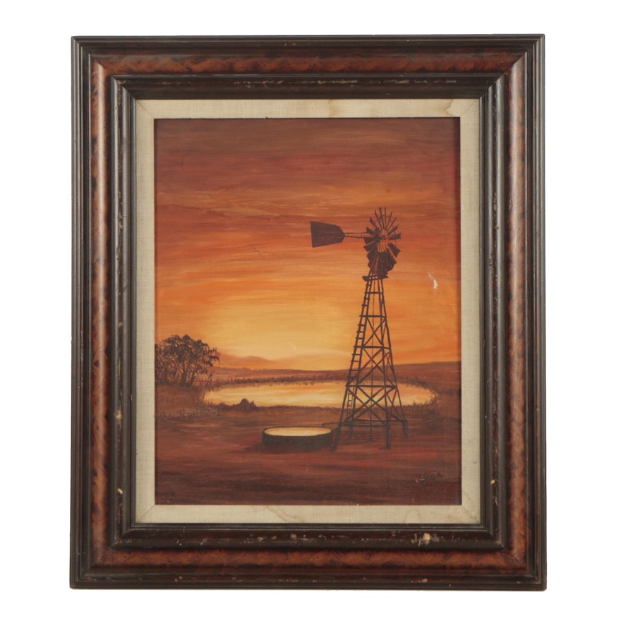 V. Cook  Acrylic Painting of Windmill