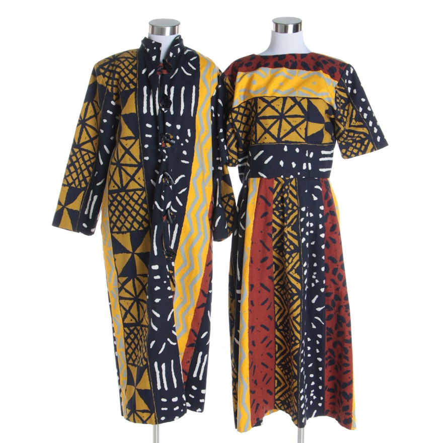 Women's Vintage Handmade African Mudcloth-Style Ensemble