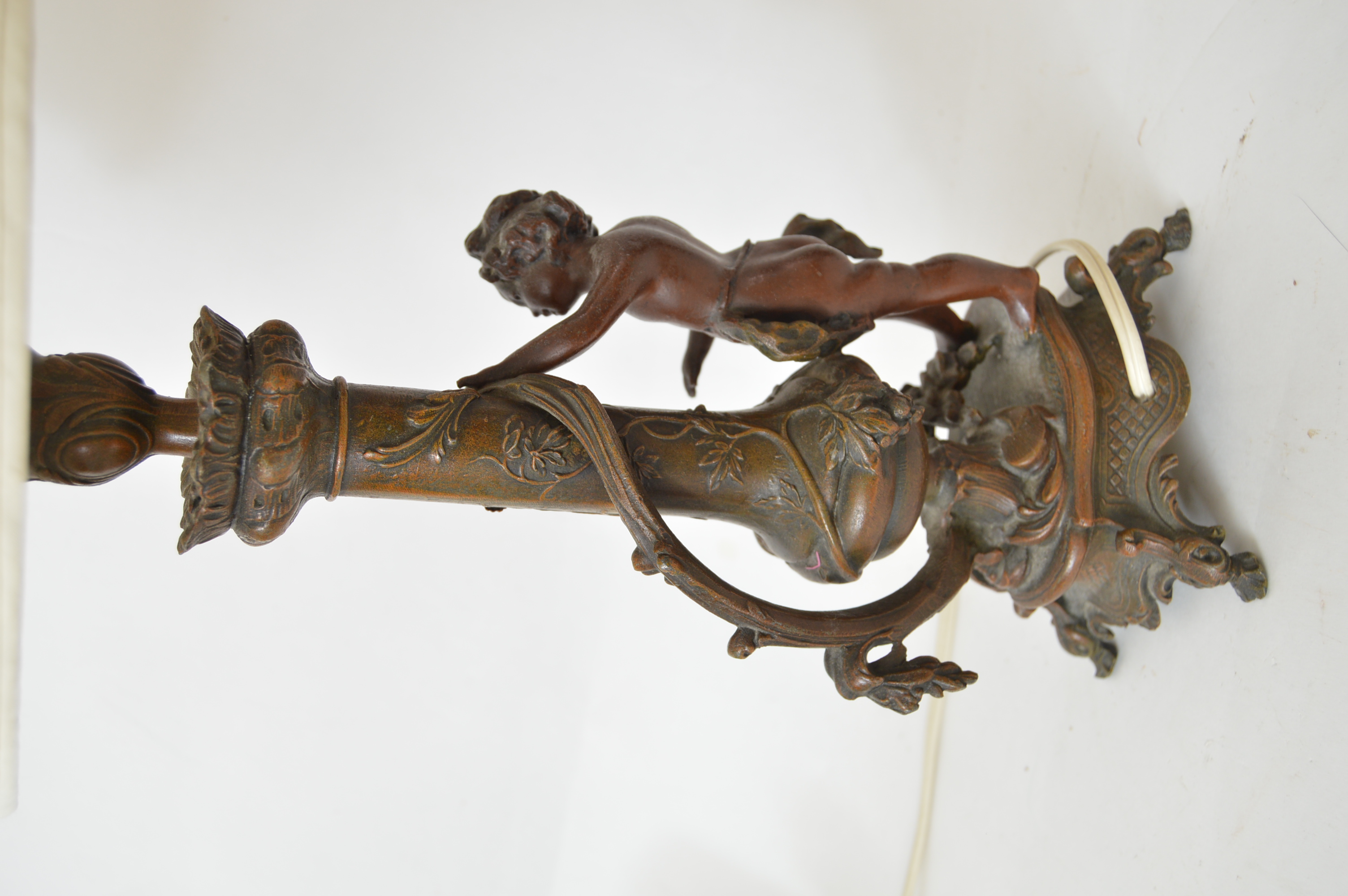 Vintage French Fabrication Francaise Paris Spelter Putti Lamps