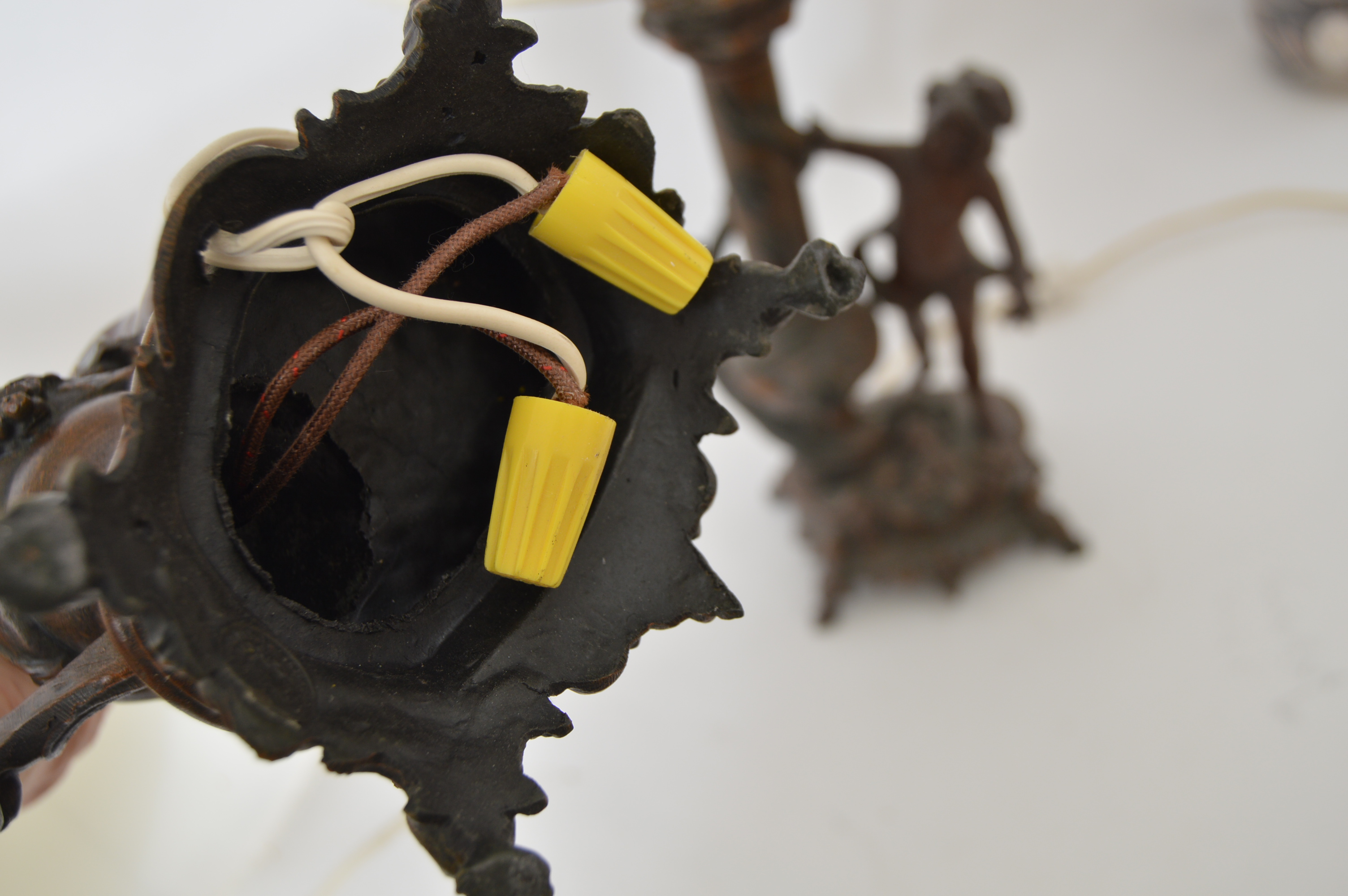 Vintage French Fabrication Francaise Paris Spelter Putti Lamps