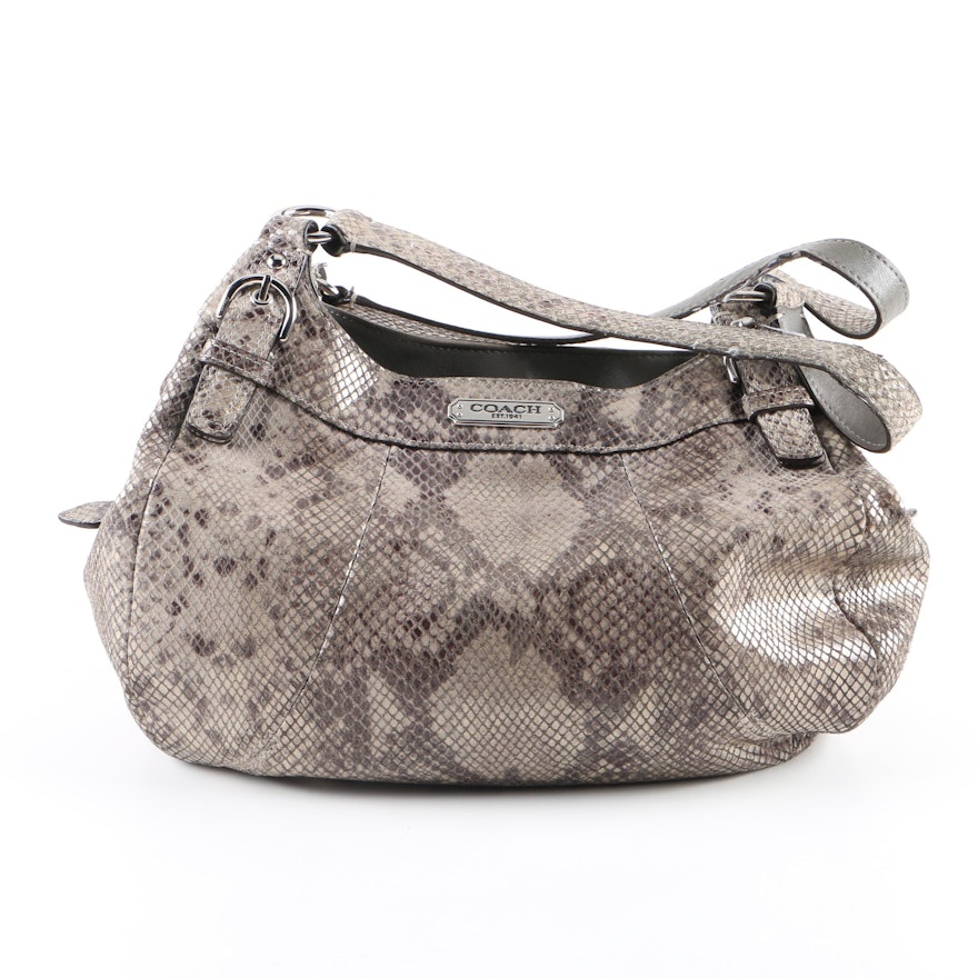 Coach Madison Python Skin Embossed Leather Hobo Bag