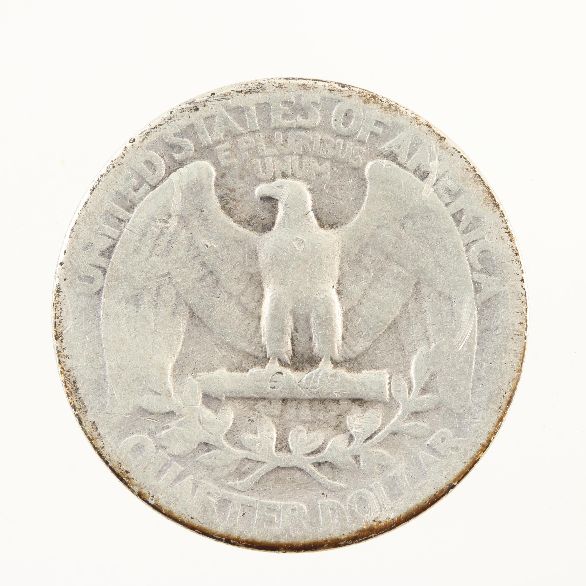 Twelve Vintage Washington Silver Quarters from the Early 1940s