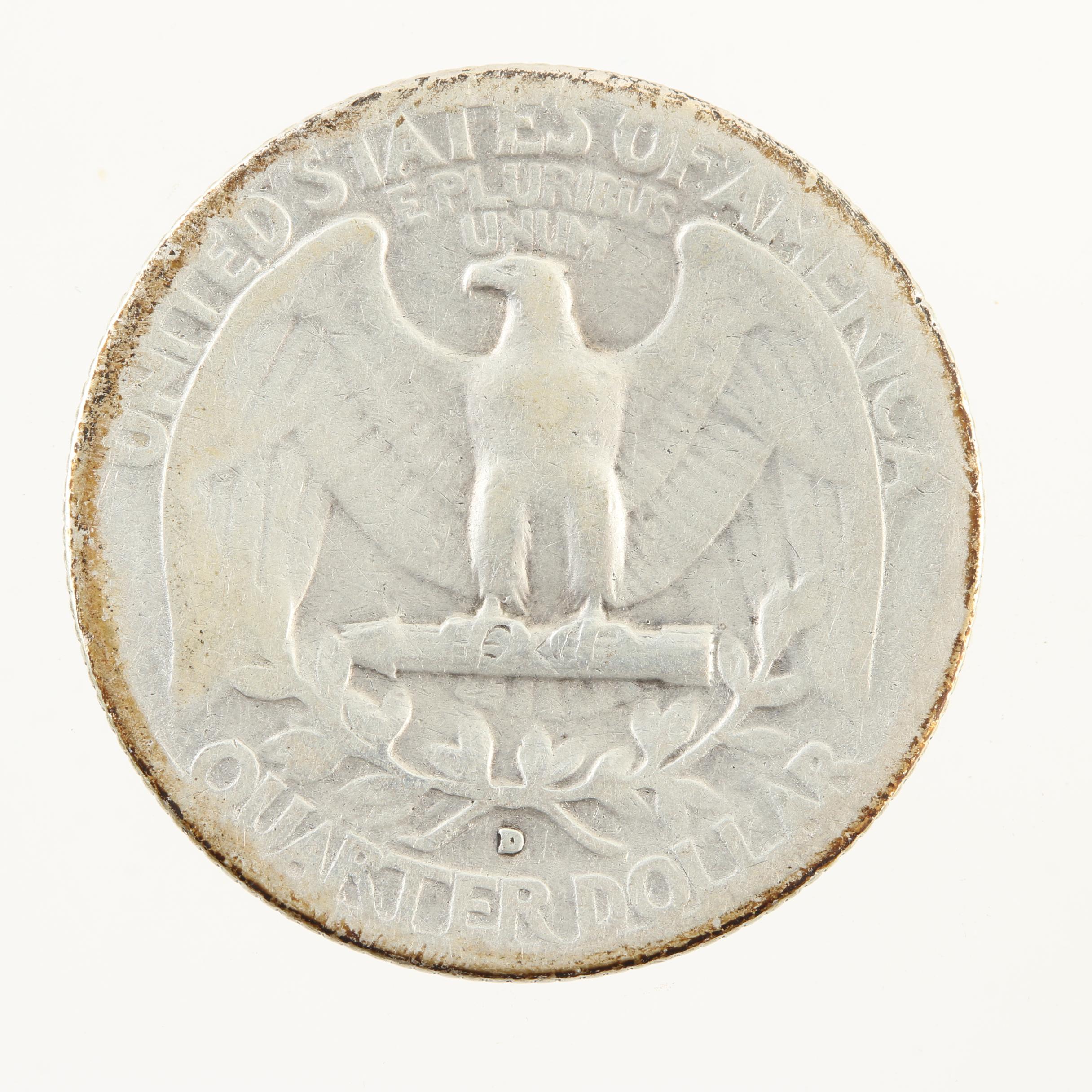 Twelve Vintage Washington Silver Quarters from the Early 1940s